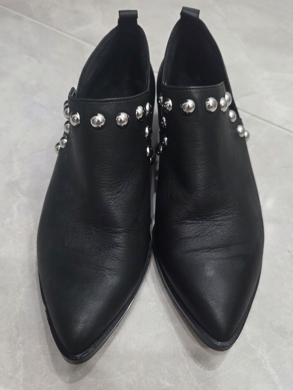 Rebecca Minkoff Studded Black Pointed Slip-On Ankle Booties